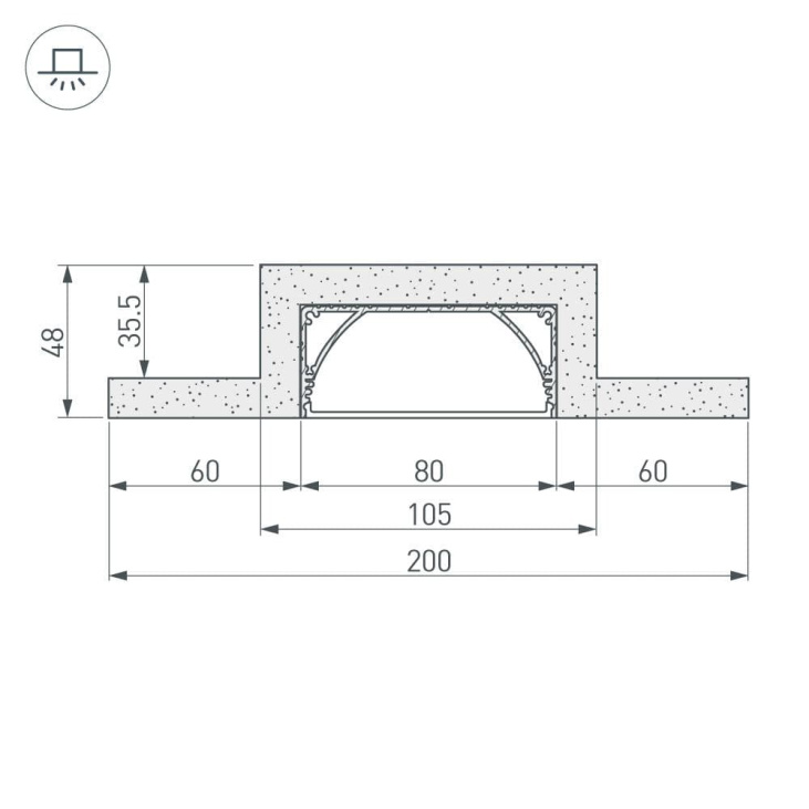 картинка Светодиодный профиль (LED), Гипсокартонный модуль ARL-LINE-80-2000 (ГКЛ 12.5мм)